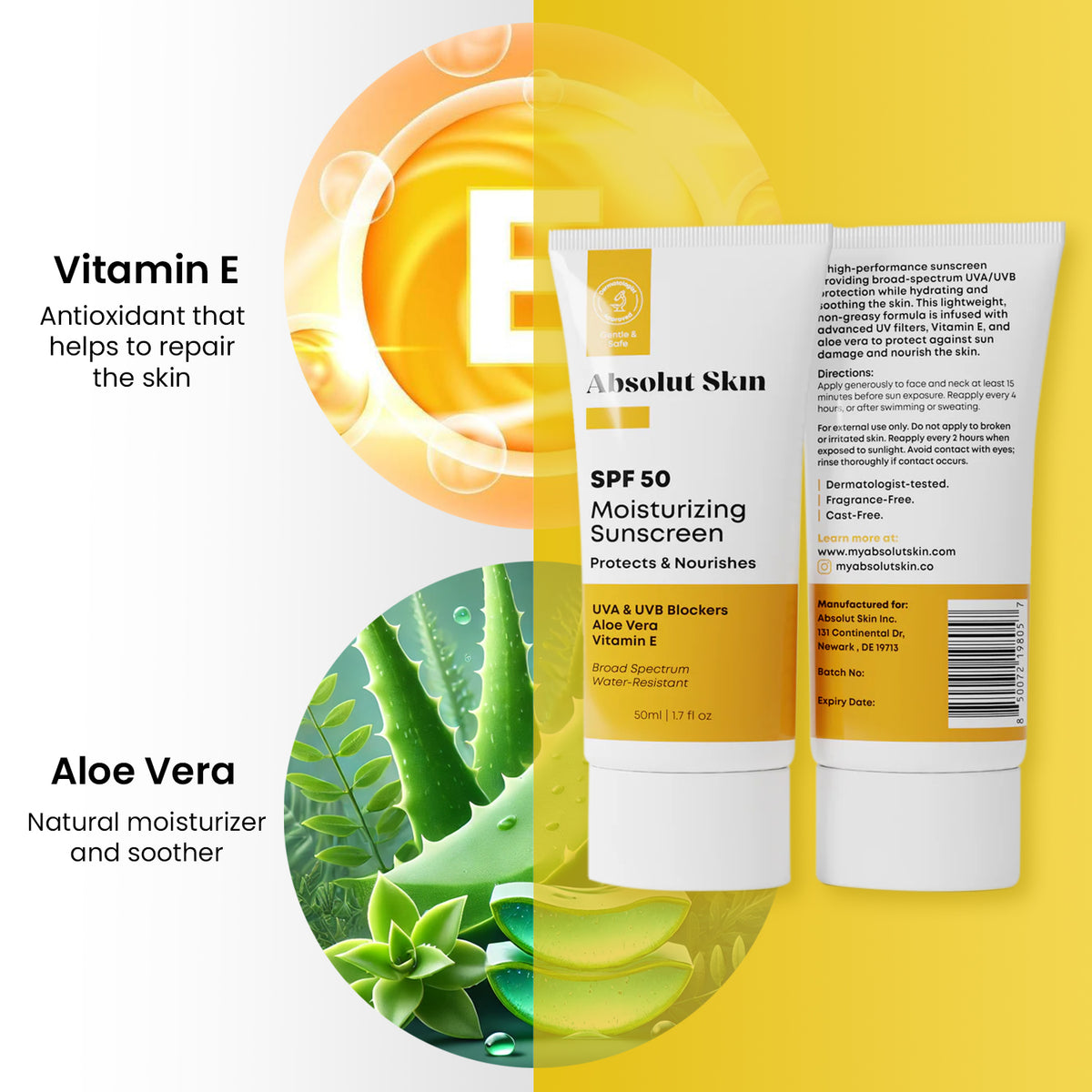 Absolut Skin | SPF 50 Moisturizing Sunscreen Absolut Skin