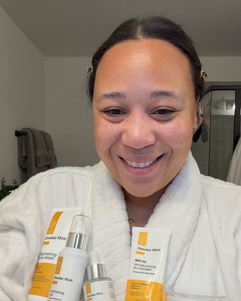 Creator using Absolut Skin brightening line