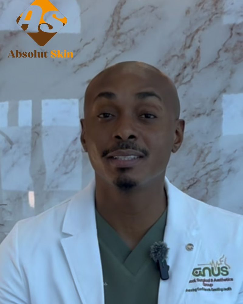 Dr. Romario Thomas with Absolut Skin Anti-Aging line