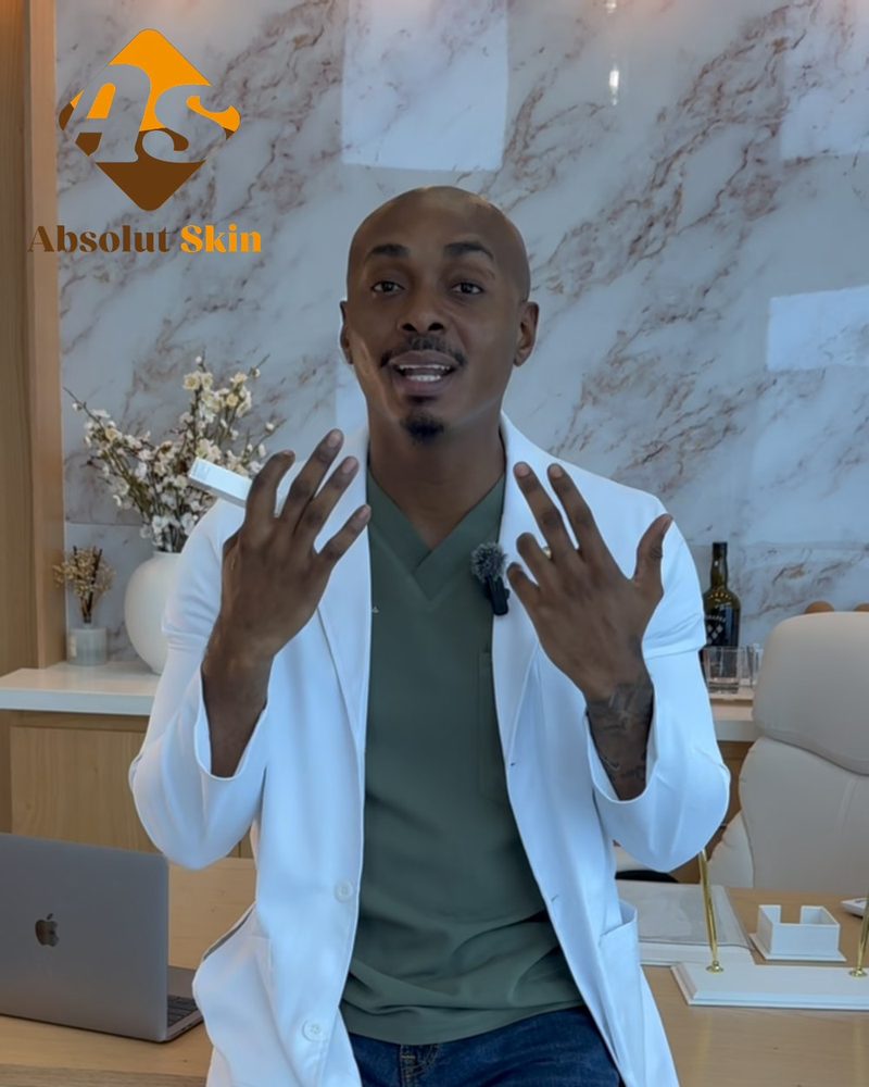 Dr. Romario Thomas with Absolut Skin Anti-Aging line